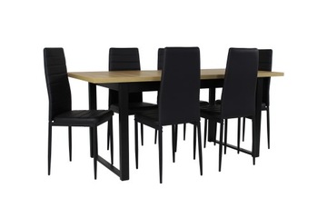 Industrialny zestaw stół z krzesłami CZARNY LOFT