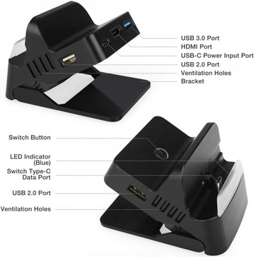 PRZENOŚNY HUB USB-C HDMI DO SWITCH BAZA DOKU