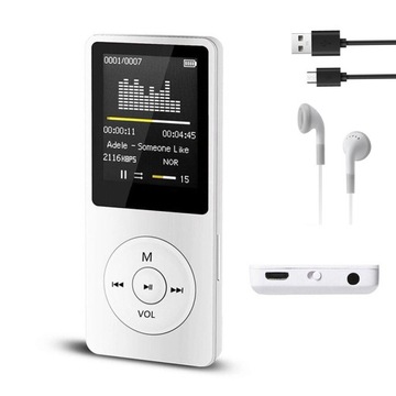 ODTWARZACZ MUZYKI MP3 RADIO FM E-BOOK DYKTAFON 16GB LCD EKRAN Z SŁUCHAWKI