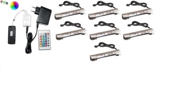 Zestaw LED RGB 7 x klips LEO do szklanych półek pi