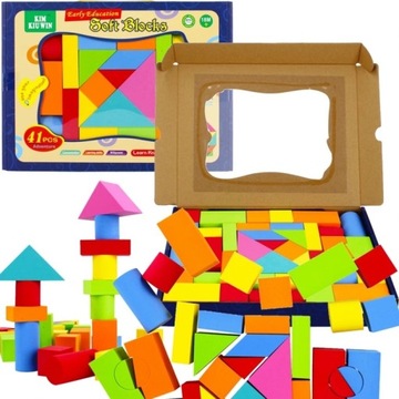 MIĘKKIE KOLOROWE KLOCKI PIANKOWE PUZZLE KOLOROWE