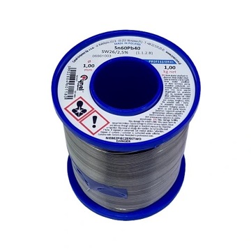 Cyna do lutowania z kalafonią polska Cynel 1kg 1mm 1000g