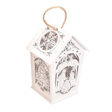 LAMPION ADWENTOWY DREWN. BIAŁA SKLEJKA + baterie