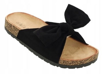 KLAPKI DAMSKIE LETNIE KOKARDĄ PŁASKIE LEKKIE