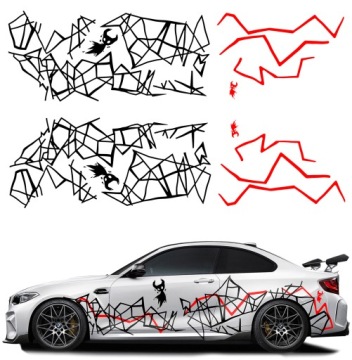 2x Nálepka Grafika na auto Motiv Síťka Linie Duch Ghost Devil 94x700