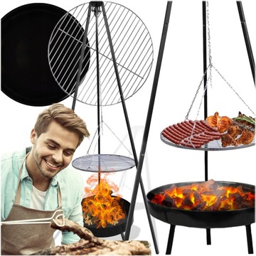 DUŻY GRILL OGRODOWY RUSZT PALENISKO OGNISKO 2W1