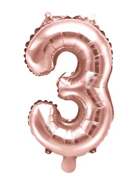 Balon Foliowy Cyfra 3 na Urodziny Rose Gold 35cm