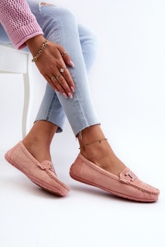 МОДНЫЕ ЖЕНСКИЕ МОКАСИНЫ ЗАМШЕВЫЕ, СВЕТЛО-РОЗОВЫЕ 38