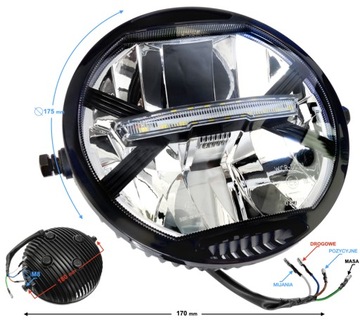 Reflektor PRZEDNI LAMPA PRZÓD LED HOMOLOGACJA CAFE