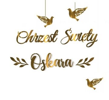 BANER GIRLANDA CHRZCINY dekoracje CHRZEST + IMIĘ
