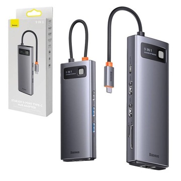 Hub 9w1 Baseus Metal Gleam 2xUSB3.0 2xHDMI USB2.0 USB-C PD RJ45 microSD/SD