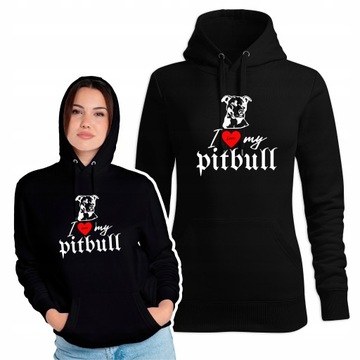 Bluza damska z kapturem pies psa dog pitbull love