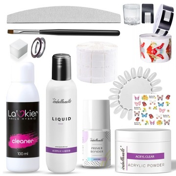 Zestaw akryl do paznokci Isabellenails Proszek Akrylowy 30ml CLEAR liquid