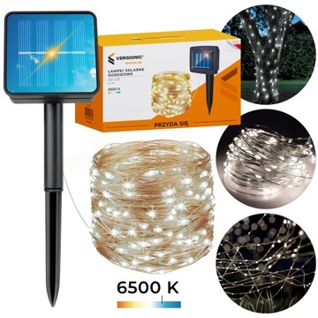 LAMPKI GIRLANDA SOLARNA OGRODOWA DRUCIKI ŁAŃCUCH 100 LED 12m