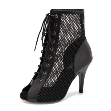 ТАНЦЕВАЛЬНЫЕ ТУФЛИ НА ВЫСОКИХ КОЖАНЫХ ЗАВЯЗКАХ, 10см