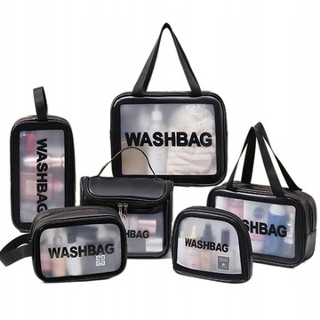 WASHBAG ZESTAW KOSMETYCZKA 6W1 PODRÓŻNA PRZEZROCZYSTA WODOODPORNA