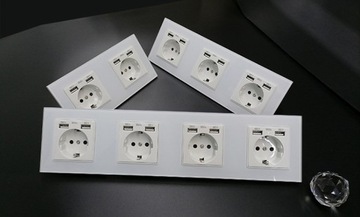 4 × СТЕКЛЯННЫЕ РОЗЕТКИ + 8 × ЧЕТЫРЕХРОЗЕТКИ USB 230 В