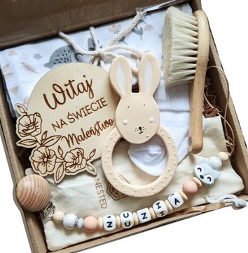 zawieszka do smoczka z imieniem zestaw baby shower