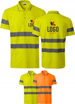 Koszulka POLO robocza Odblaskowa z HAFTEM LOGO