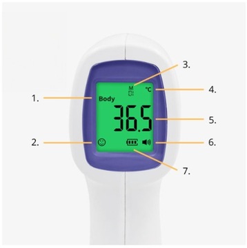 TERMOMETR BEZDOTYKOWY MEDYCZNY NA PODCZERWIEŃ LCD ELEKTRONICZNY + BATERIE