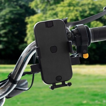 ДЕРЖАТЕЛЬ ДЛЯ МОТОЦИКЛА ЗАРЯДНОЕ УСТРОЙСТВО ДЛЯ ТЕЛЕФОНА 2xUSB ВКЛ./ВЫКЛ.