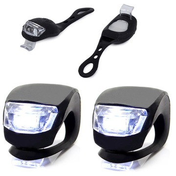 OŚWIETLENIE ROWEROWE LAMPKI 2 LED PRZÓD ROWER 2szt SILIKONOWE WODOODPORNE