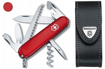 Victorinox 1.3613, scyzoryk Camper + etui skórzane 4.0520.3, 91 mm czerwony