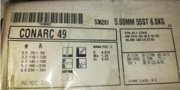 Elektrody spawalnicze stal czarna 5,0 55ST 6kg LINCOLN