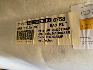 RENAULT MEGANE IV Hatchback ЛИФТ ПОТОЛКА ЛЮК КРЫШИ 739105493R