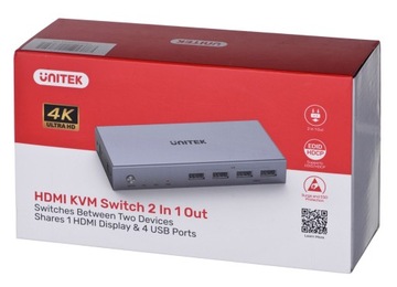V307A Unitek KVM 4K HDMI 2.0 2-in 1-out +USB