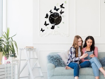 Настенные часы BUTTERFLY 14 Black Mirror Elegant