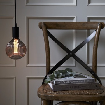 Kabel w oplocie tekstylnym sznur do żarówki E27 z CZARNĄ oprawką 350 cm