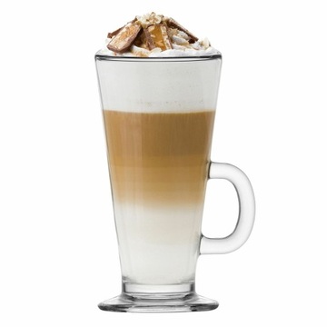 Wysokie SZKLANKI DO LATTE 6x250ml + łyżeczki długie ZESTAW Caffee Latte