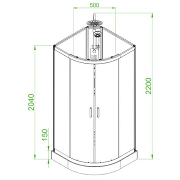 ДУШЕВАЯ КАБИНА С ГИДРОМАССАЖЕМ PUERTO 01B 90x90 CM