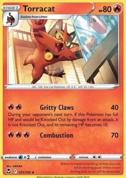 Oryginalna Karta Pokemon Silver Tempest - Torracat SIT 031