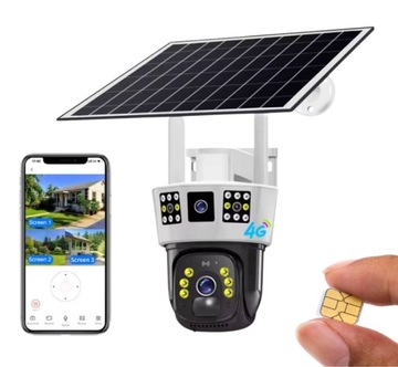 Kamera IP wewnętrzna, zewnętrzna KAMERA 4K SOLAR 2 OBIEKTYWY 3 ekrany