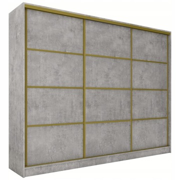 Szafa przesuwna 250 cm GOLD beton matowa drążki
