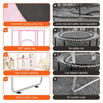 Батут Vevor для детей с 147 см сетки розовый 3 регулируемые высоты