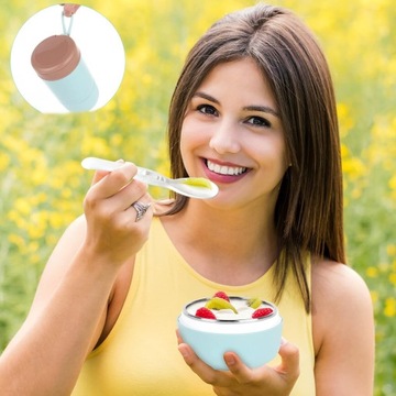 ДВУХСЛОЙНАЯ КРУЖКА-КОНТЕЙНЕР 800 МЛ ДЛЯ ЙОГУРТОВЫХ ЗЕРНОВ МЮСЛИ С ЛОЖКОЙ