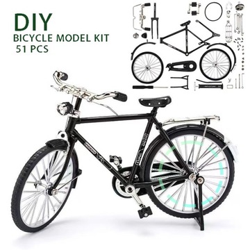 Realistic Alloy DIY Bike Model Kit with Rotating Wheels Simulated Functions