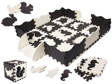 Puzzle piankowe mata dla dzieci 25el. czarno-białe