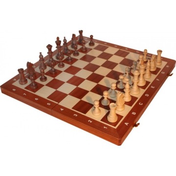 PROFESJONALNE SZACHY TURNIEJOWE 48x48 INTARSJOWANE