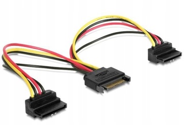 Кабель питания SATA (M) -> 2xSATA(F), изогнутый