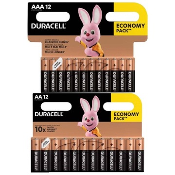 24x BATERIE DURACELL ZESTAW 12x AA LR6 + 12x AAA