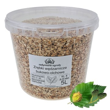 ZRĘBKI 6-8mm BUK OLCHA WĘDZARNICZE KL.08 DO WĘDZENIA GRILLA 5L. WIADRO LUX