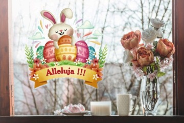 РОЖДЕСТВЕНСКАЯ НАКЛЕЙКА АЛЛИЛУЙЯ КРОЛИК КАК НАРИСОВАННЫЙ