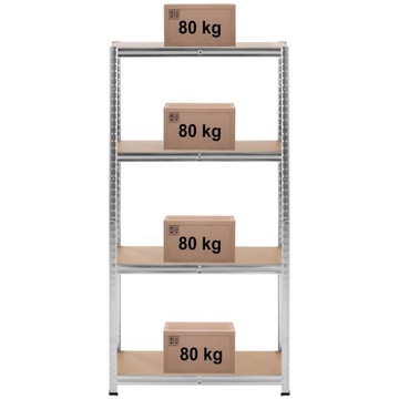 Полка складская металлическая 4 полки 320 кг 80 х 40 х 160 см серая
