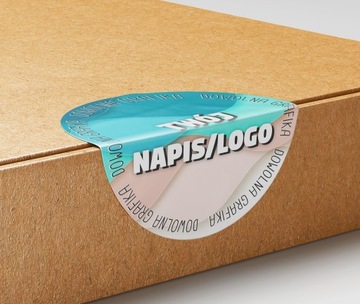 NAKLEJKI ETYKIETY Z TWOIM LOGO OKRĄGŁE REKLAMOWE KOLOROWE 5CM 90SZT