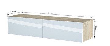 ПОДВЕСНОЙ ШКАФ ПОД ТЕЛЕВИЗОР 200 СМ, ЧЕРНЫЙ ГЛЯНЦЕВЫЙ