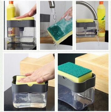 ДОЗАТОР ЖИДКОСТИ ДЛЯ ПОСУВЫ, КОНТЕЙНЕР ДЛЯ МЫЛА + ГУБКА